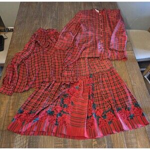 100%silk 3piece Carlisle Skirt, Blouse, And Jacket Set